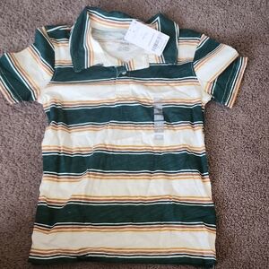 Brand New Carter's Kids Polo Shirt - Green, Yellow, White Stripes